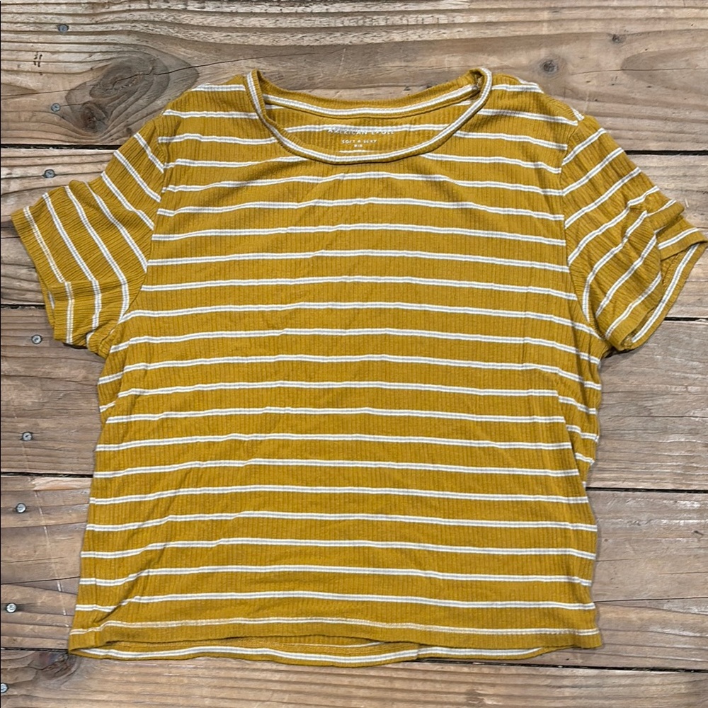 Madewell Mustard Yellow Striped Short Sleeve Tee
